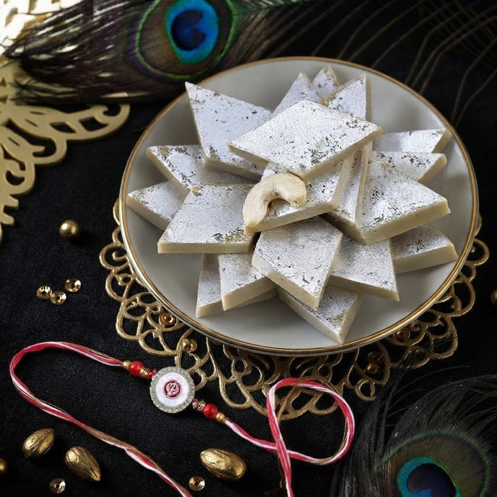 Holy Khanda Sahib Rakhi With Kaju Katli Sweet
