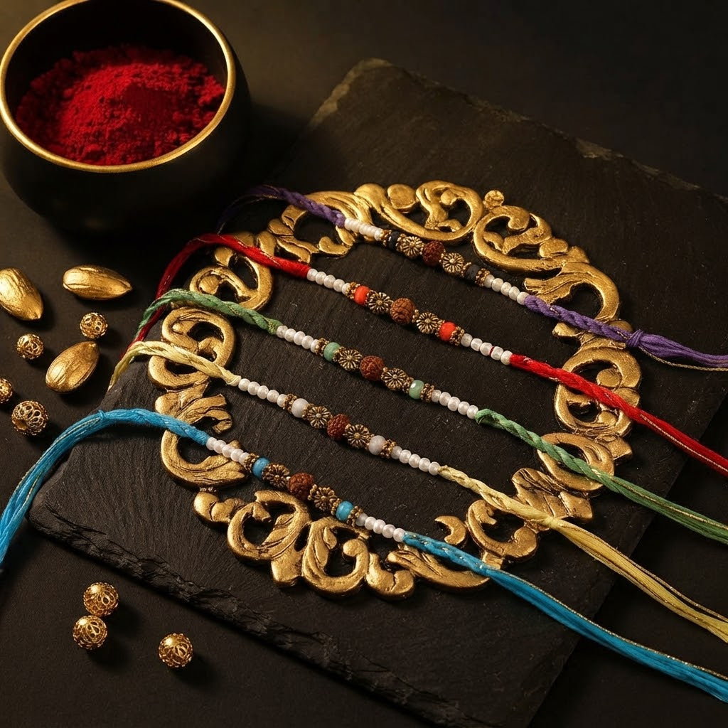 Elegant Rudraksha 5 Set Rakhi