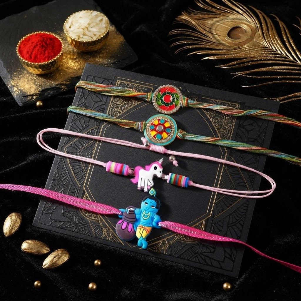 Set of 4 Festive Family Rakhi Set
