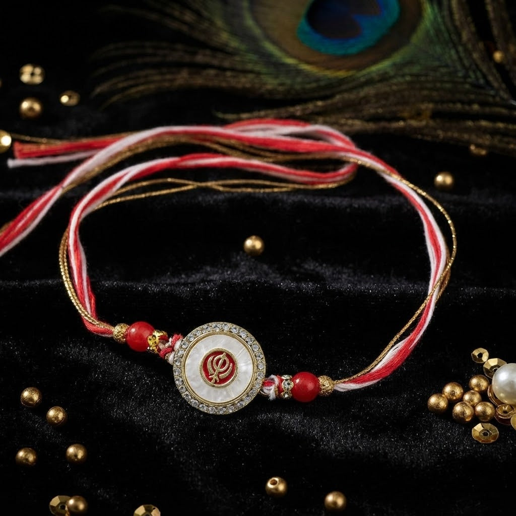 Holy Khanda Sahib Rakhi With Kaju Katli Sweet