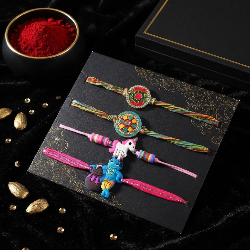 Set of 4 Festive Family Rakhi Set