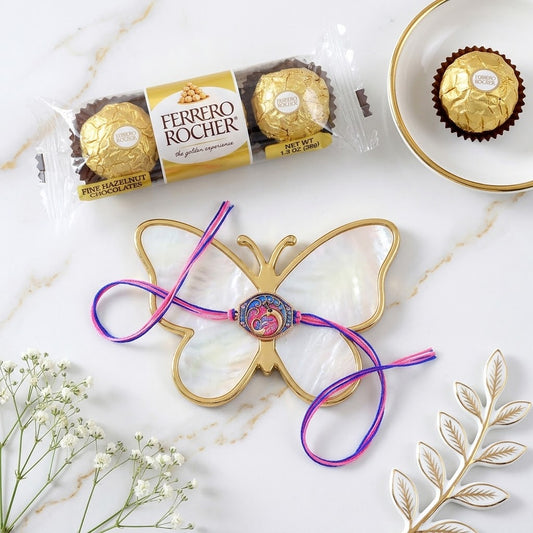 Manmohak Mayura Rakhi with ferrero Rocher