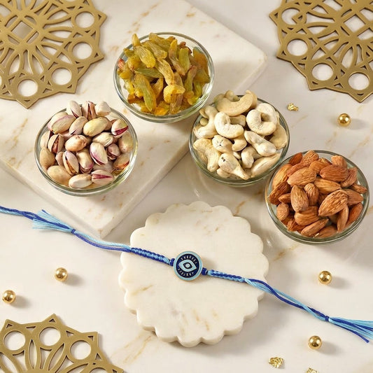 Protective Evil Eye Rakhi Dry Fruit & Nut Hamper