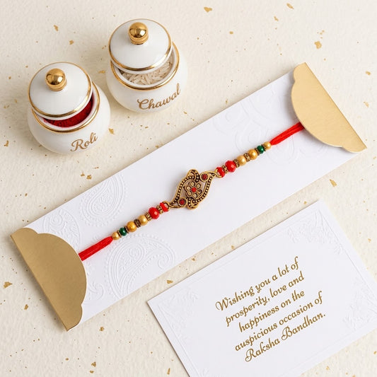 Golden Floral Elegance Rakhi