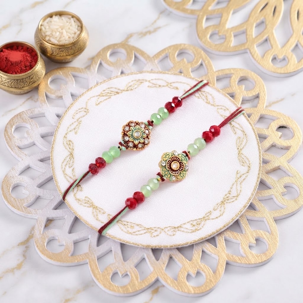 Emerald Bloom Rakhi