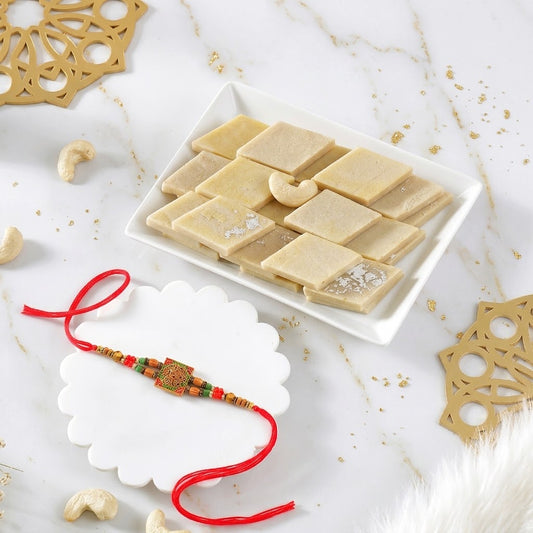 Royal Rajasthani Heritage Rakhi With Kaju Katli