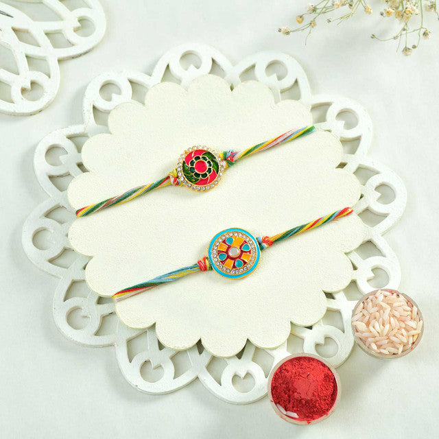 Stylish Matching Bhai-Bhabhi Rakhi Combo