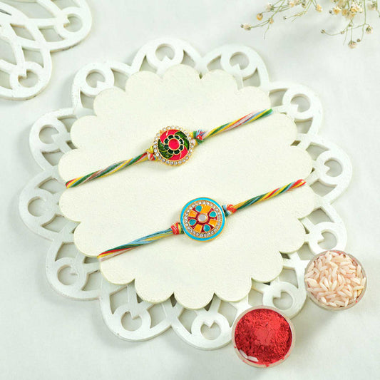 Stylish Matching Bhai-Bhabhi Rakhi Combo