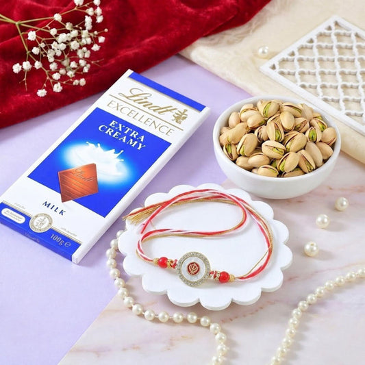 Holy Khanda Sahib Rakhi with Lindt Chocolate & Pistachio
