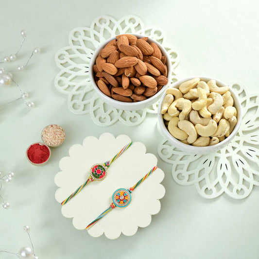 Set of 2 Modern Rakhi With Assorted Nuts