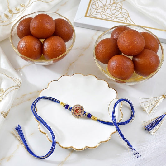 Sacred Om Vinayak Ganesha Rakhi with Gulabjamun