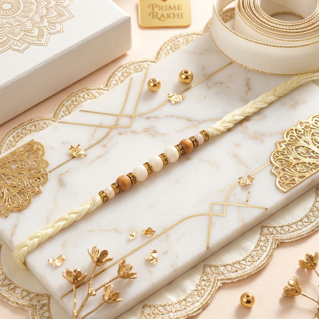 Ivory Luxe Rakhi With Kaju Katli