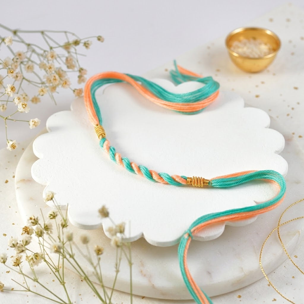 Set Of 2 Turquoise Royal Rakhi