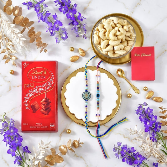 Royal Raja Rani Rakhi Chocolate & Nut Set