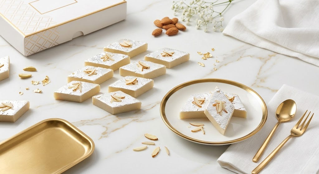 Royal Raja Rani Rakhi set With Ferrero Rocher & Almond Barfi