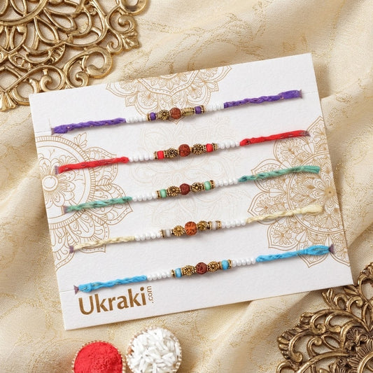 Elegant Rudraksha 5 Set Rakhi
