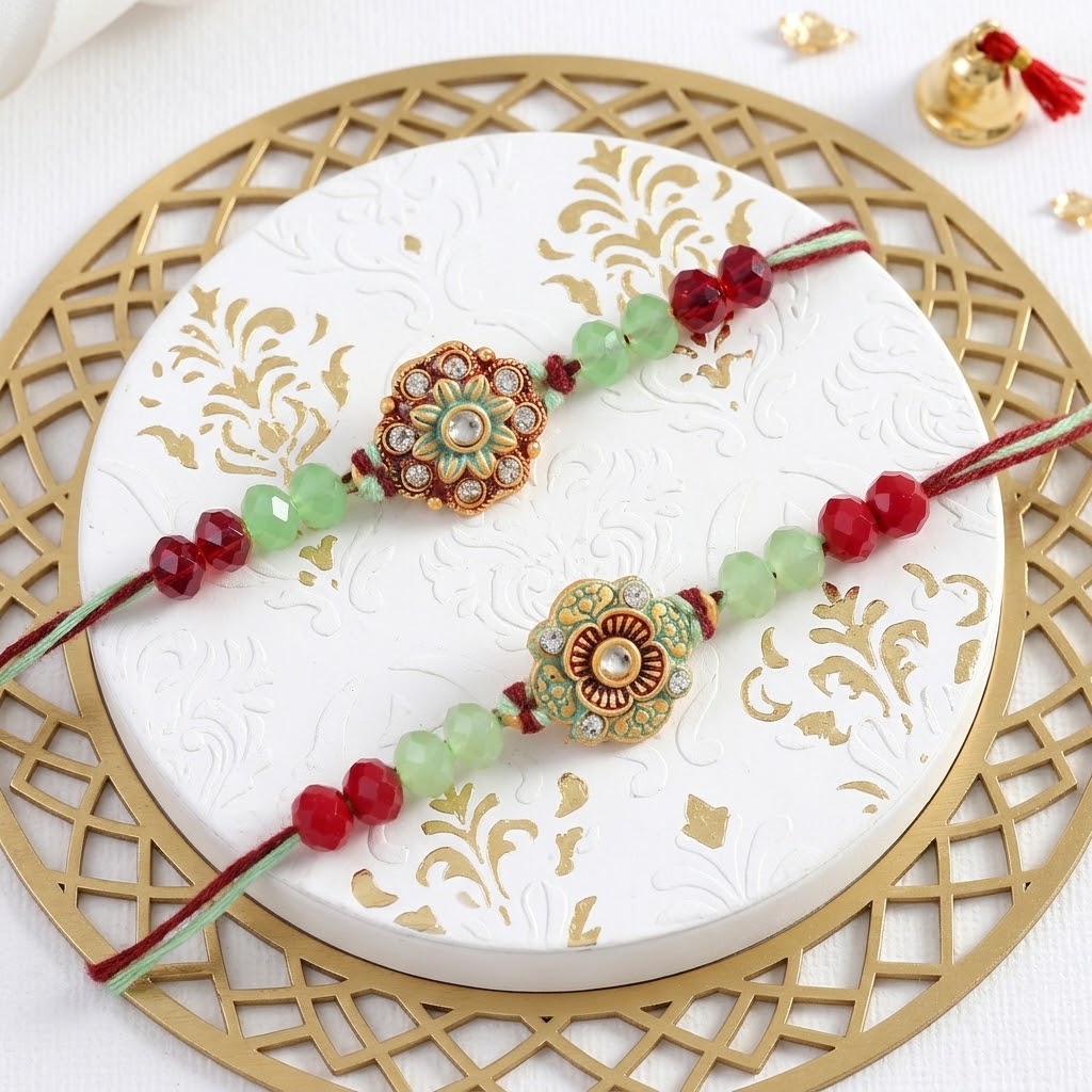 Emerald Bloom Rakhi
