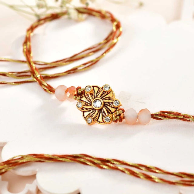 Timeless Golden Flower Rakhi