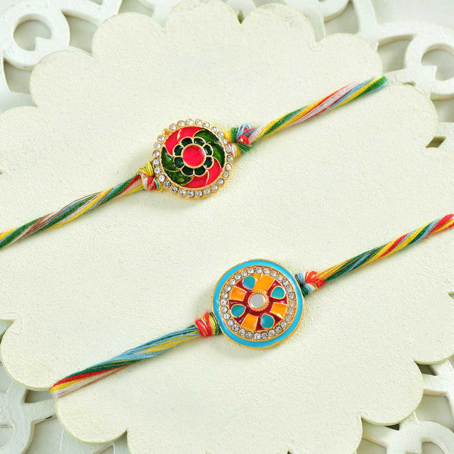 Stylish Matching Bhai-Bhabhi Rakhi Combo