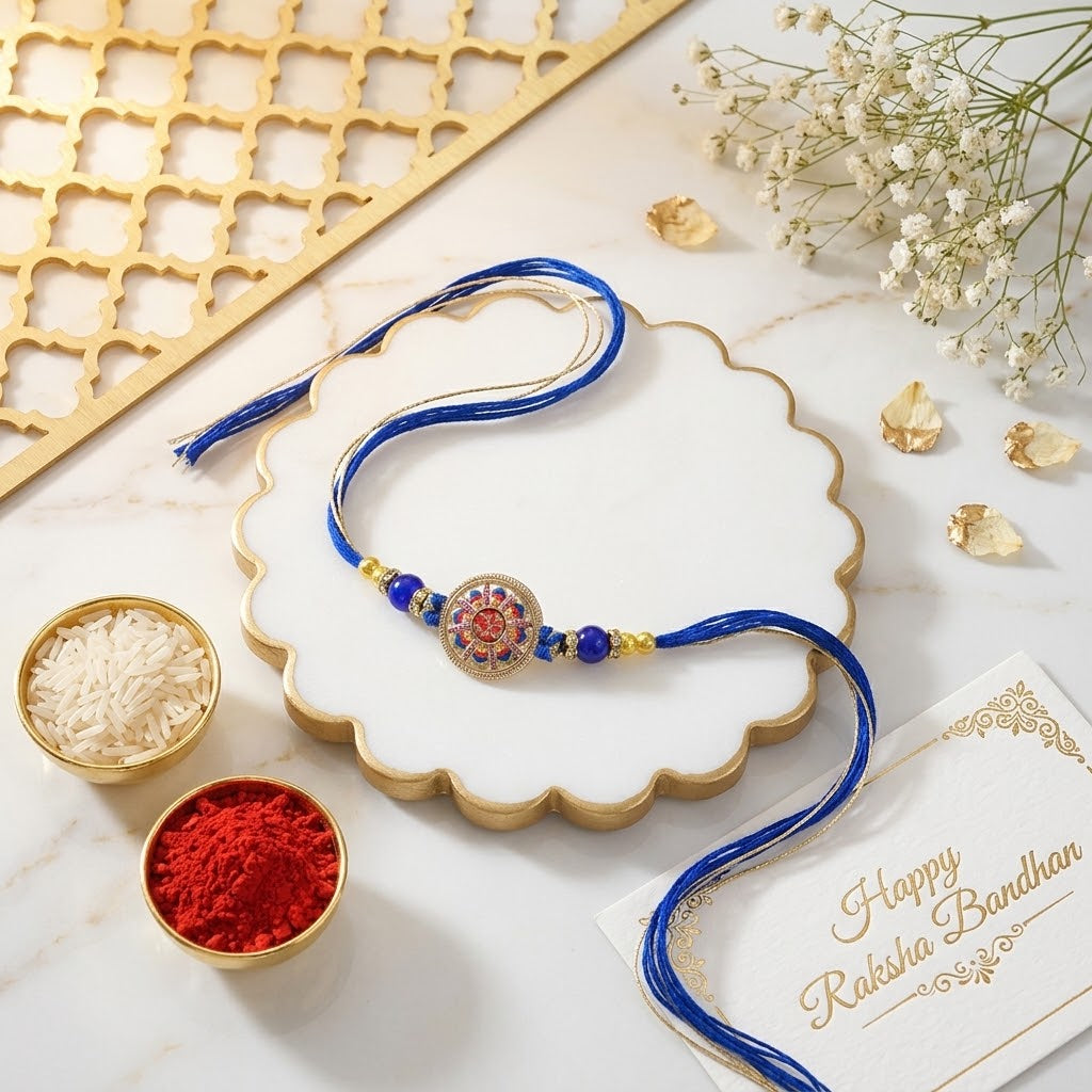 Sacred Om Vinayak Ganesha Rakhi with Soan Papdi