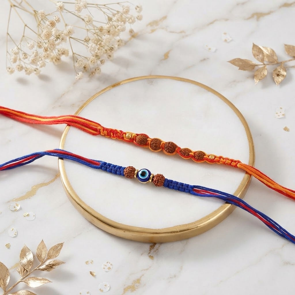 Hand Crafted Rudraksha Heritage Rakhi Hamper