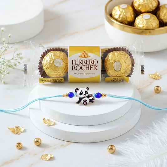 Adorable Panda Rakhi Gift Set with Ferrero Rocher
