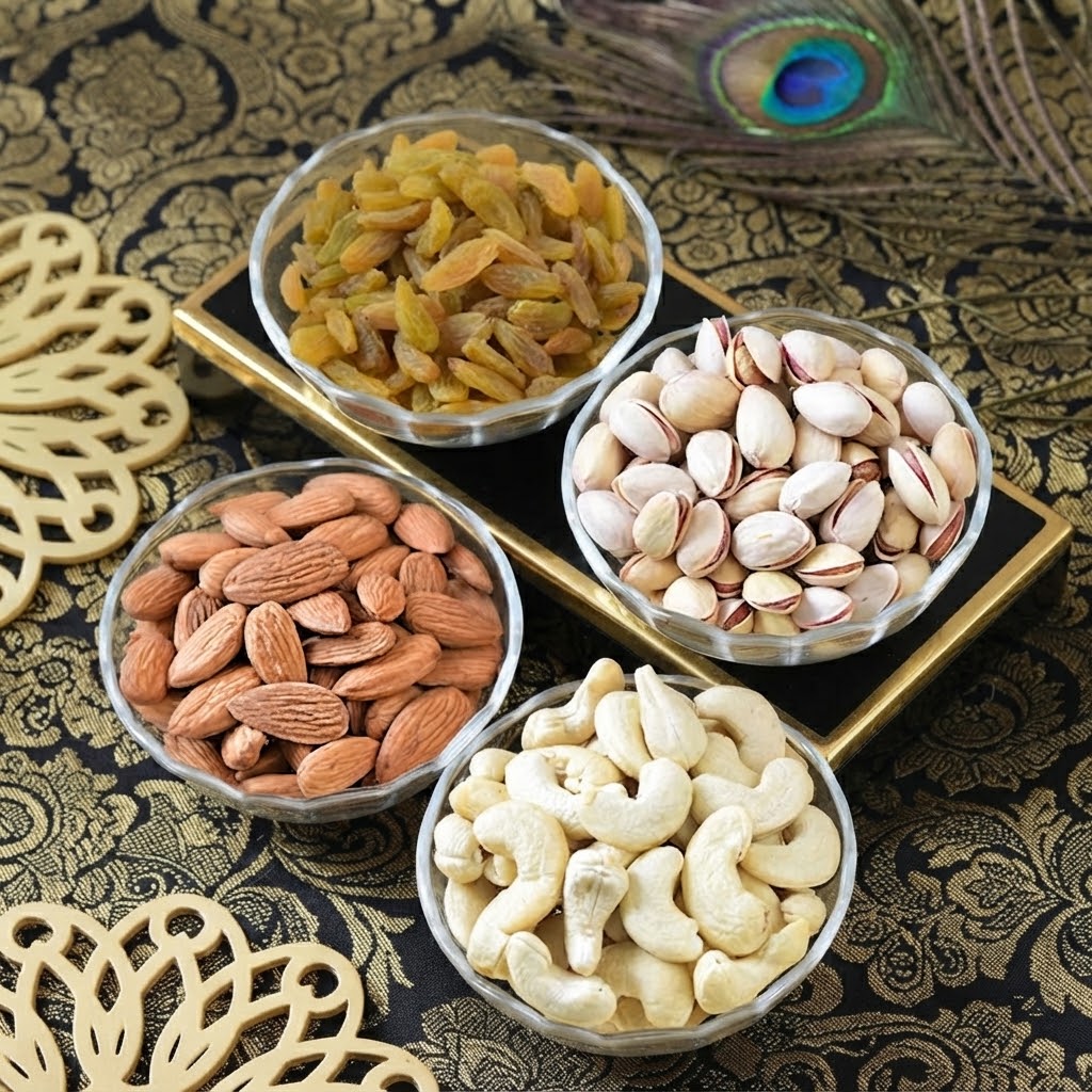 Togetherness Rakhi Set For Bhaiya, Bhabhi & Kids With Dry Fruit & Nuts