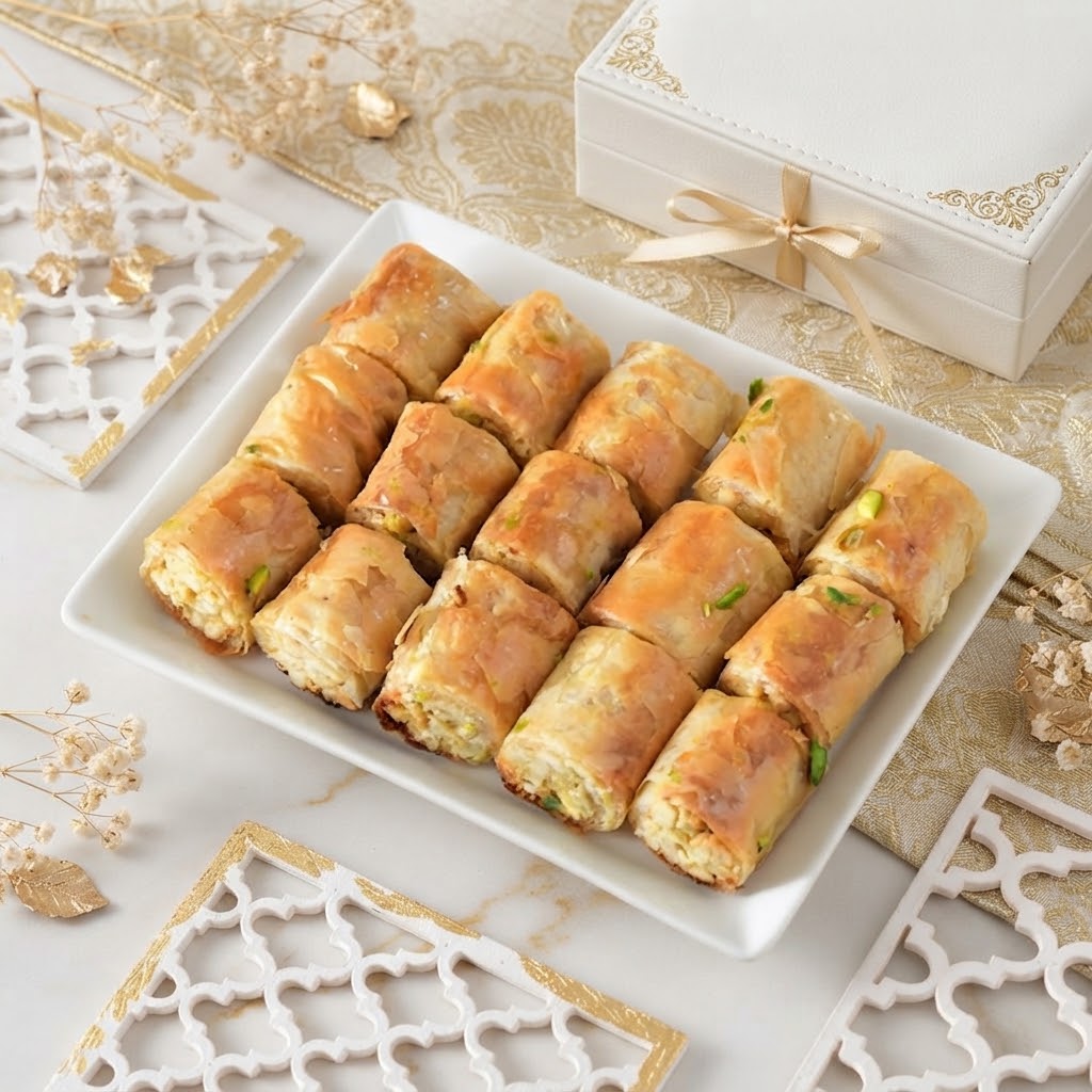 Royal Sapphire Rakhi Set With Baklava Sweet