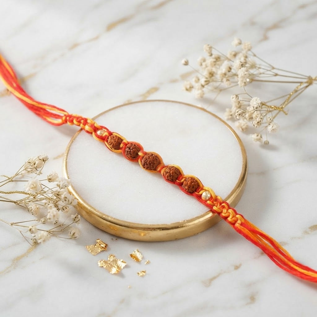 Twin Set Hand Crafted Rudraksha Heritage Rakhi