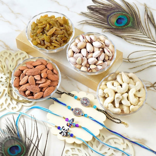 Togetherness Rakhi Set For Bhaiya, Bhabhi & Kids With Dry Fruit & Nuts