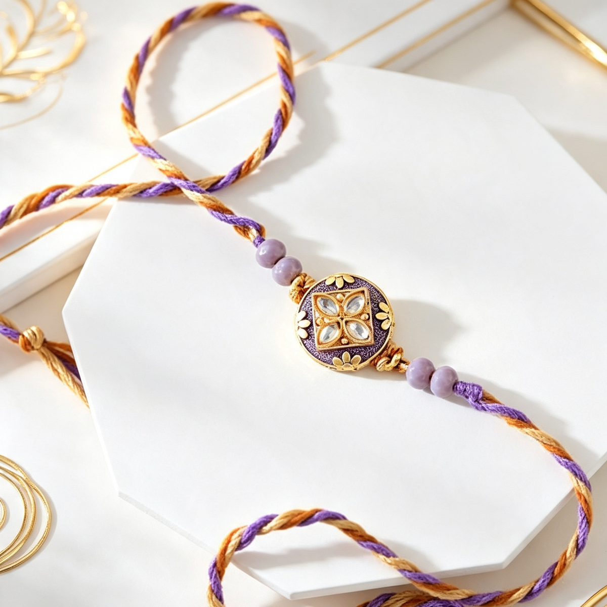 Stunning Purple Rakhi With Assorted Nuts