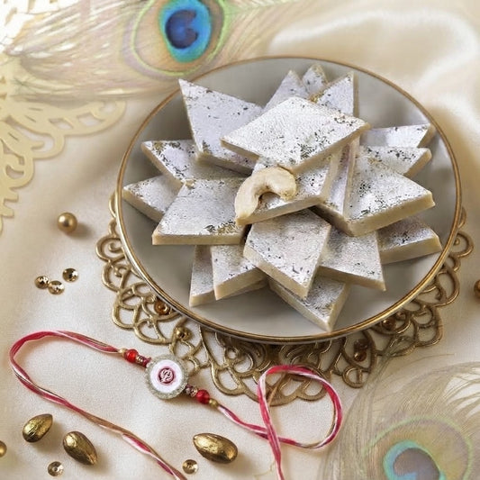 Holy Khanda Sahib Rakhi With Kaju Katli Sweet