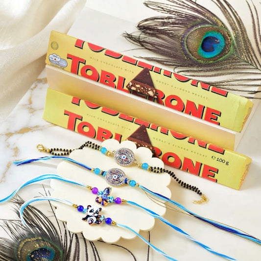 Togetherness Rakhi Set For Bhaiya, Bhabhi & Kids with Toblerone Chocolate