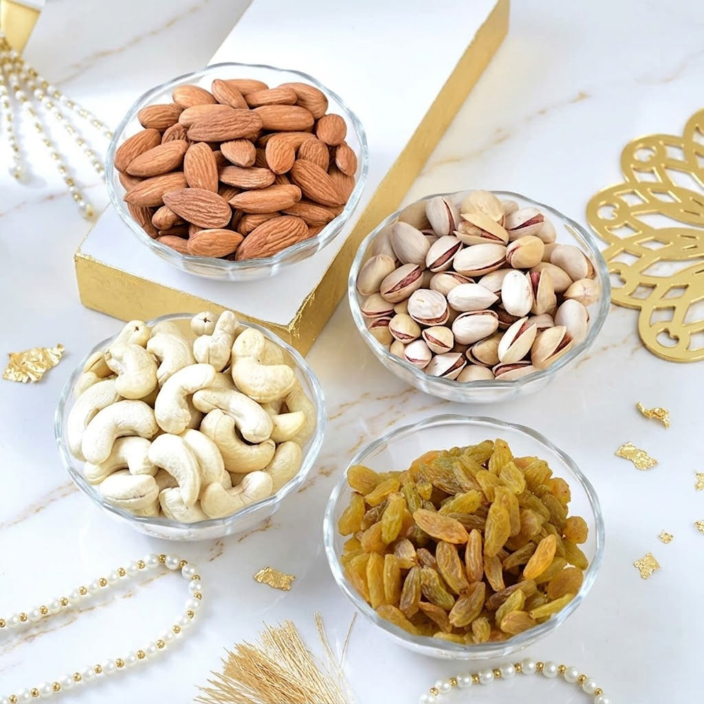 4 Piece Sacred Punjabi Rakhi Fruit & Nut Hamper
