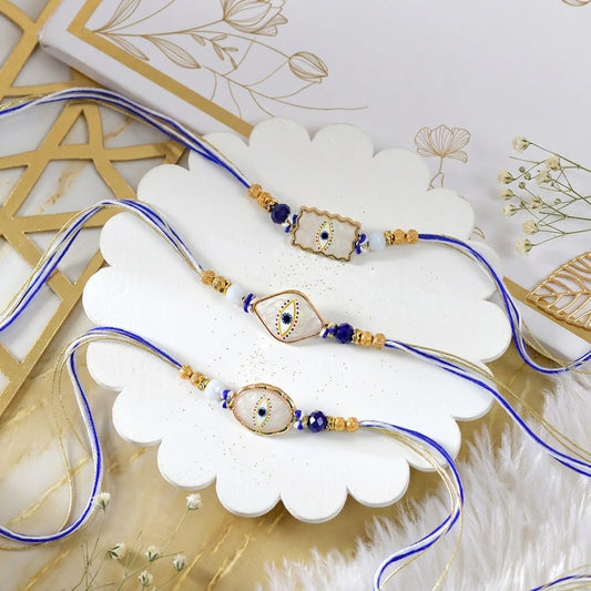 Set of 3 Elegant Evil Eye Rakhi