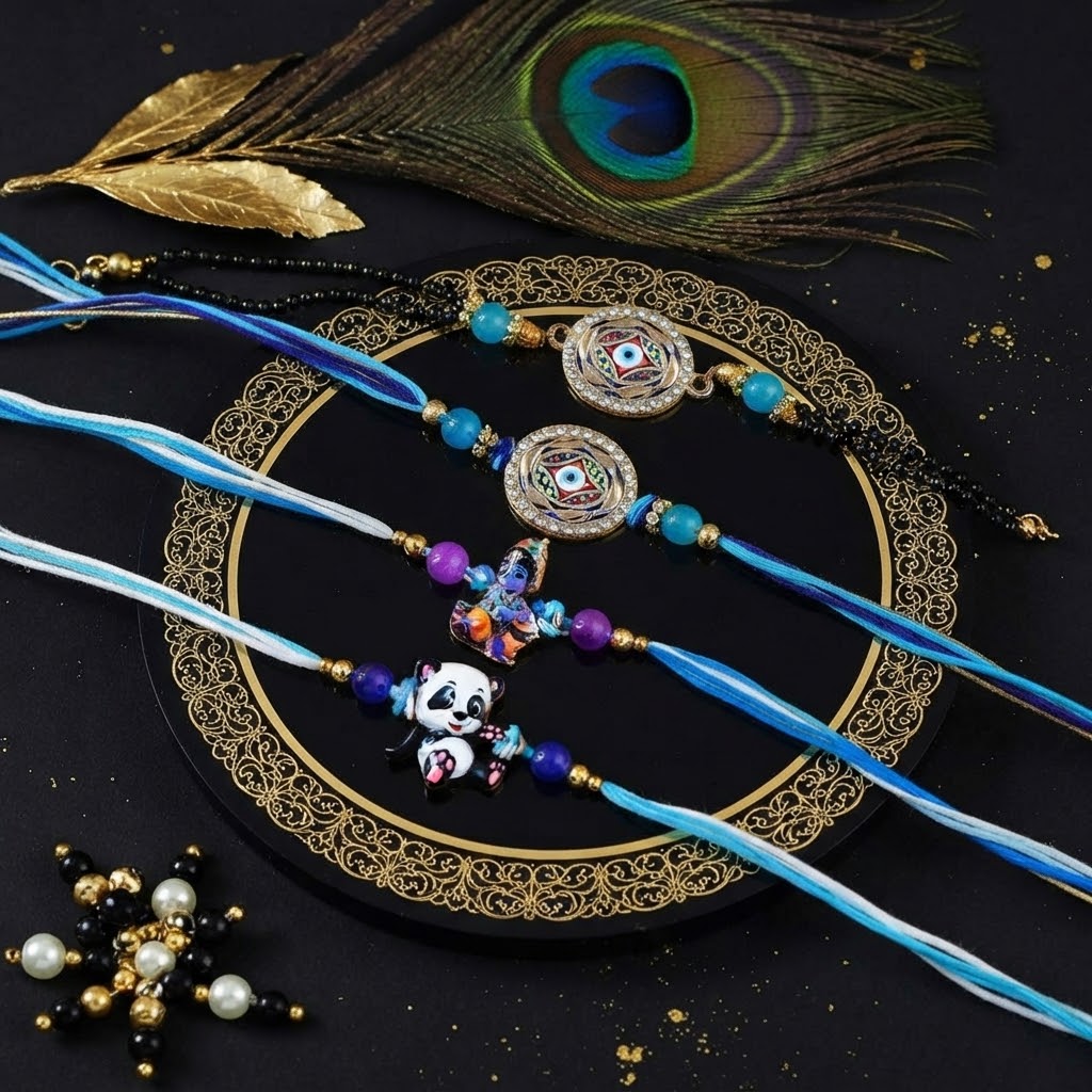 Togetherness Rakhi Set For Bhaiya, Bhabhi & Kids with Toblerone Chocolate