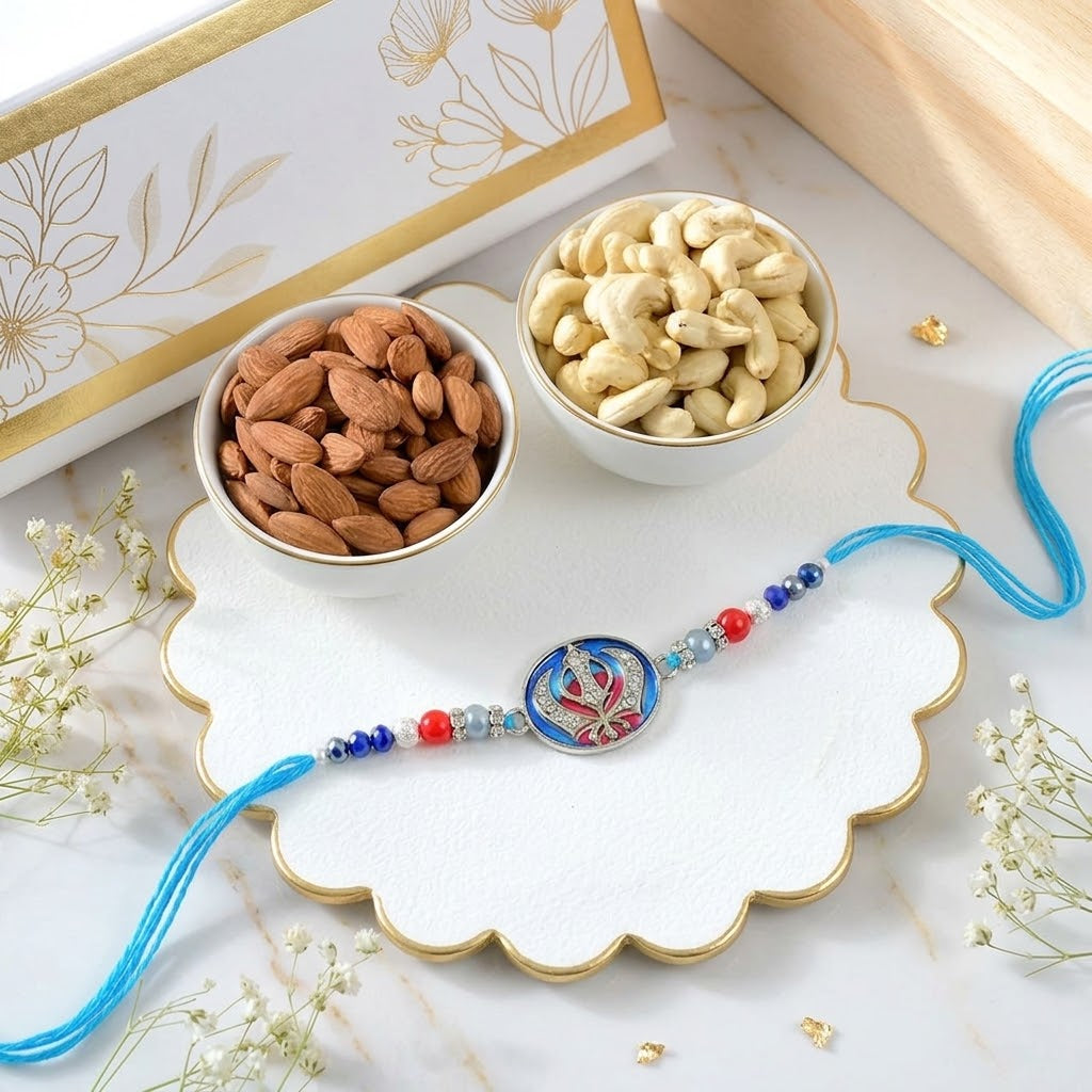 Eternal Amrit Khanda Sahib Rakhi with Assorted Nuts