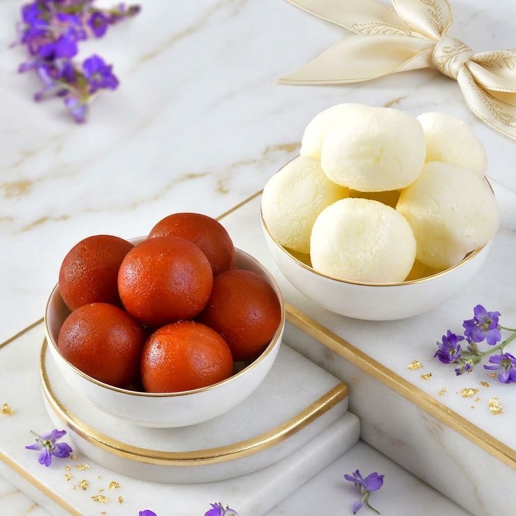 Handcrafted Rakhi Duo Traditional Sweet Hamper