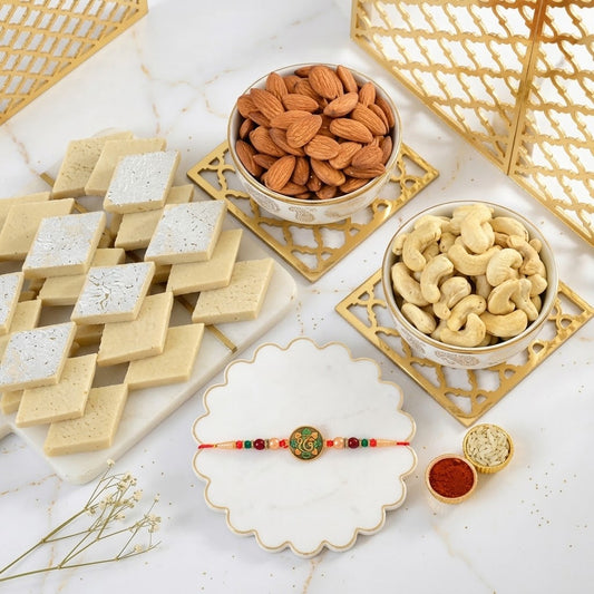 Ek Onkar Aashirwad Rakhi Sweet & Nut Hamper