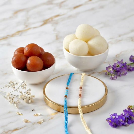 Handcrafted Rakhi Duo Traditional Sweet Hamper