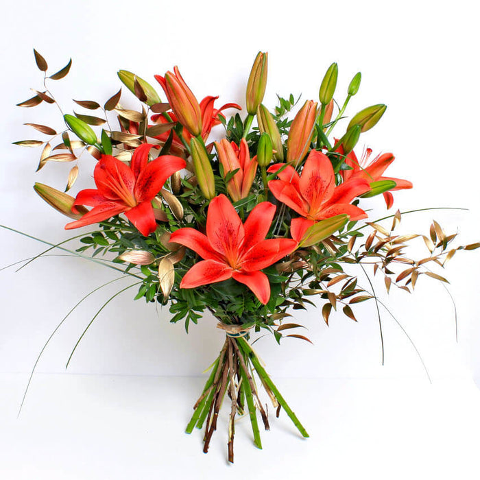 FESTIVE RED LILIES